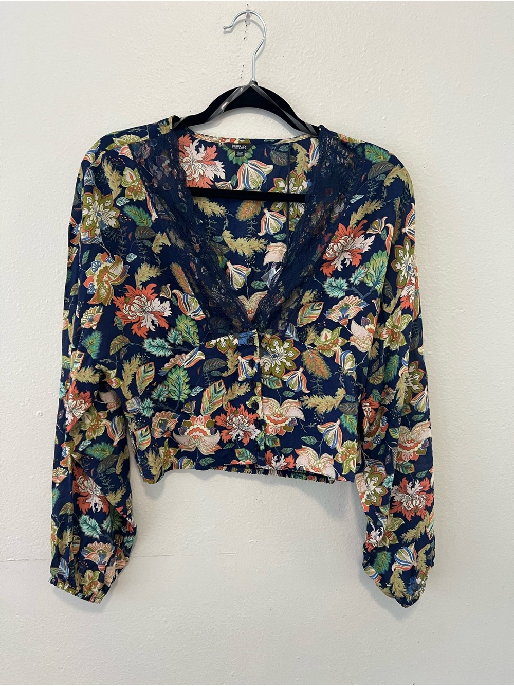 Buffalo David Bitton NWT Floral Lace Crop Top Boho Cottagecore M